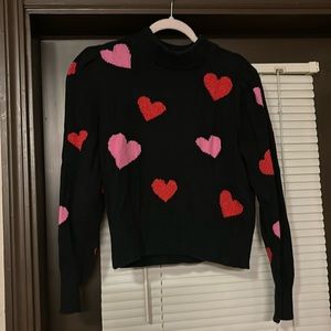 kate spade black heart sweater size S